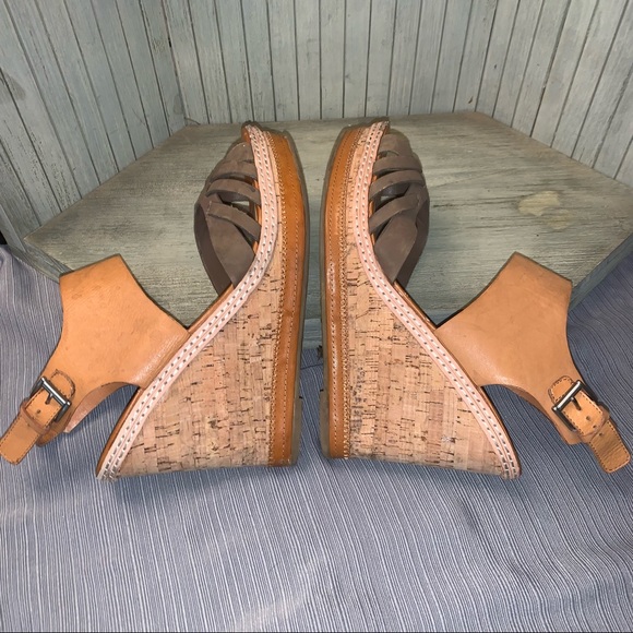 Dolce Vita Brown & Grey Leather Platform Wedge Heel 10 - Picture 3 of 8